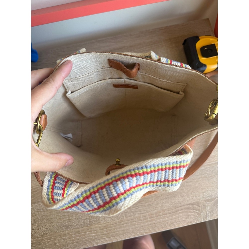 Madewell Small Transport Tote Leather Crossbody Bag Woven Tassel English Saddle - Picture 15 of 16